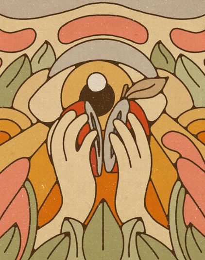 Illustration of hands holding a seed